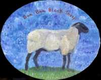 Oil painting of a black face sheep