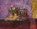 Oil painting of two sets of boots
