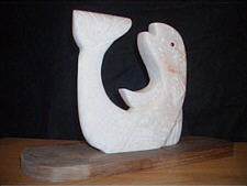 Alabaster sculpture with walnut and garnet