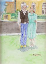 Watercolor painting of Diane and I in Portales, New Mexico